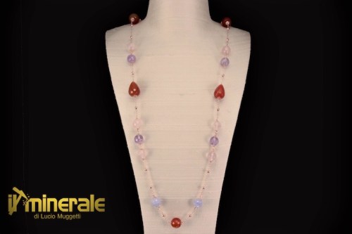 Ca022Ns6825-1_collana_catene_pietre_dure_semipreziose_corniola_quarzo_rosa_ametista_calcedonio