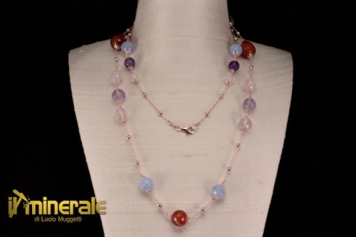Ca022Ns6825-2_collana_catene_pietre_dure_semipreziose_corniola_quarzo_rosa_ametista_calcedonio
