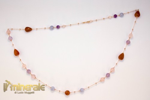 Ca022Ns6825-3_collana_catene_pietre_dure_semipreziose_corniola_quarzo_rosa_ametista_calcedonio